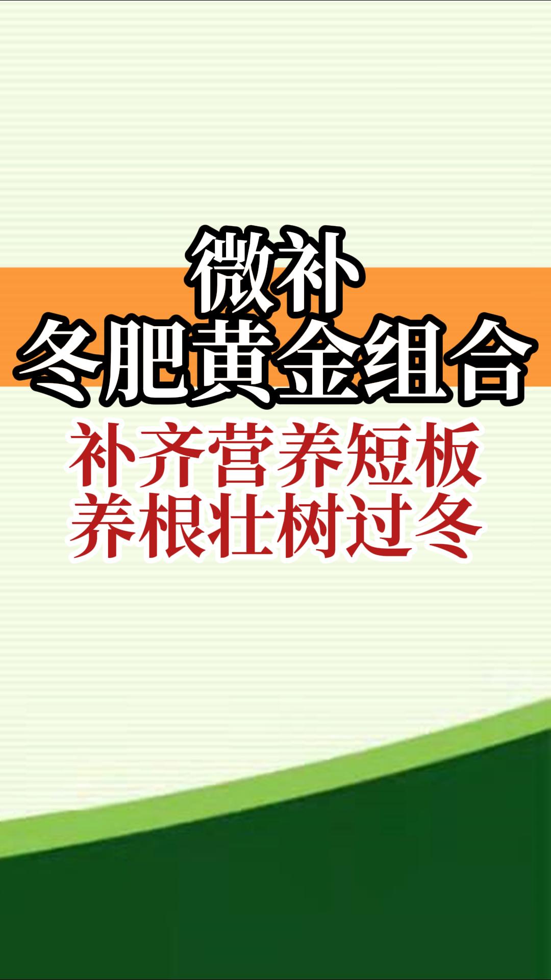 冬肥黃金組合 補(bǔ)齊營(yíng)養(yǎng)短板 養(yǎng)根壯樹過冬